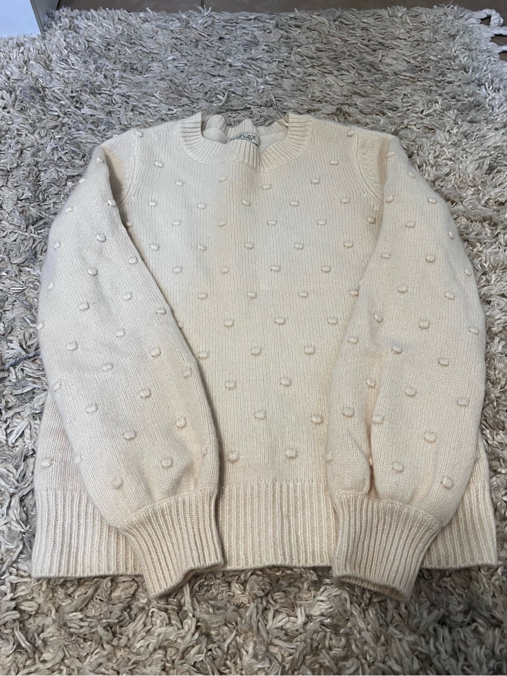 Cashmere Rachel Zoe Cream Bobble-Texture Crewneck Sweater